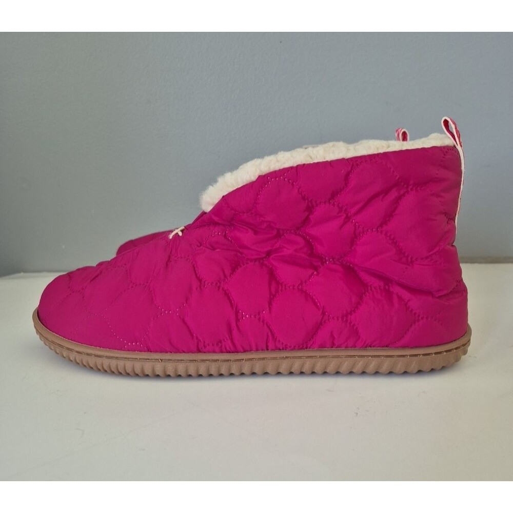 Dearfoams Sangria Indoor Outdoor Quilted Fleece Bootie Slippers Womens XL 11-12